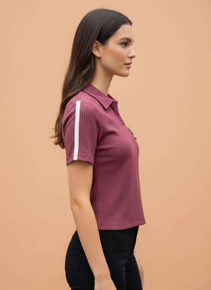 Slim Fit Short Sleeve Shirt with Gold Brooch