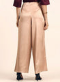 Satin Wide Leg Pants European Fabric  Rose Sand Glam Look