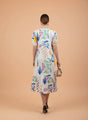 Rayon Printed Puff Sleeve A Line Front Button Maxi Dress