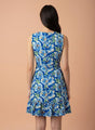 Premium Micro Digital Print  V Neck Flare Dress With Slash Pocket