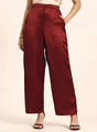 Satin Wide Leg Pants European Fabric  Wine Red Glam Look