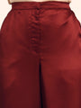 Luxury Satin Wide Leg Pants European Fabric  Wine Red Glam Look