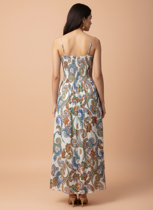 Elegant Paisley Print Midi Dress