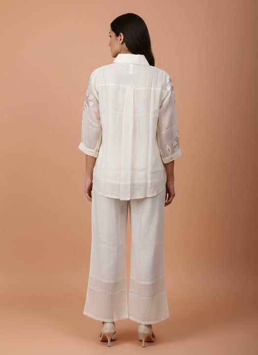Elegant Off-White Linen Co-Ord Set for Women