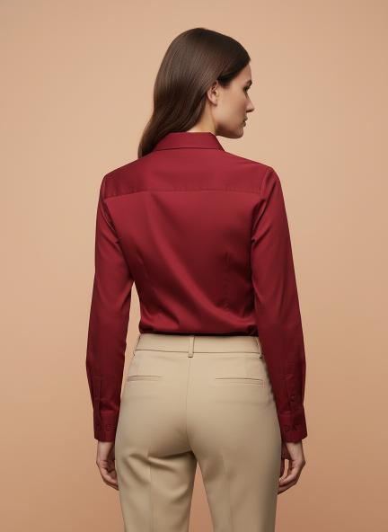 Tailored Fit European Satin Shirt With Pleated Placket
