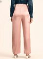 Satin Wide Leg Pants European Fabric  Blush Pink Glam Look