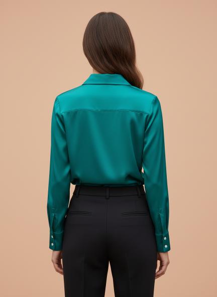 Deep Teal Regular Fit Summer Satin Shirt
