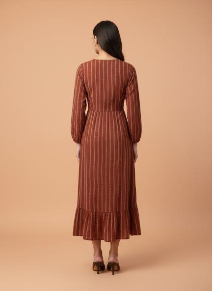 Rayon Printed Full Sleeve Maxi Dress