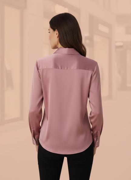 Rose Pink Regular Fit Summer Satin Shirt