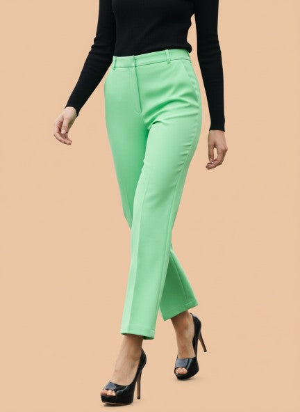 Banana Crepe Screamin Green Straight Fit Flap Pocket Trouser