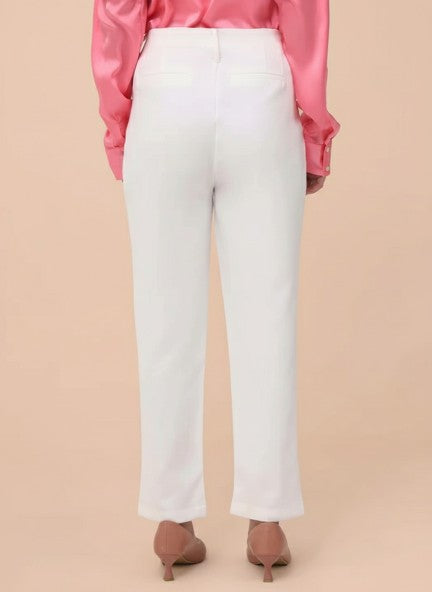 Banana Crepe White Skin Fit With Multi Pleated Trouser
