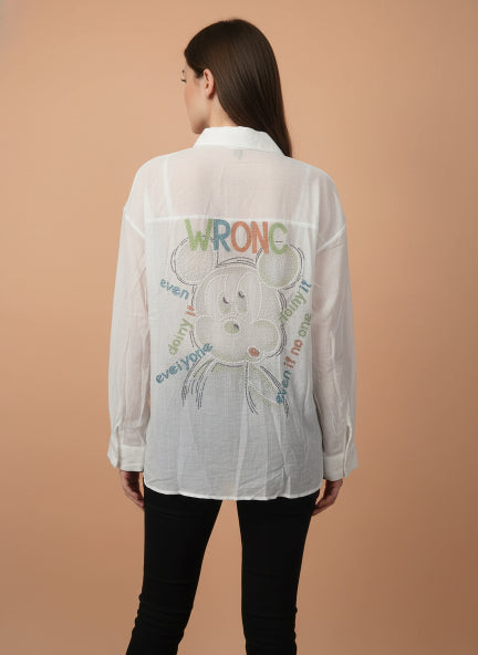 Elegant Women’s White Button-Down Shirt