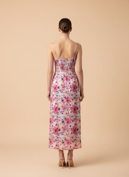 Premium American Crepe Digital Print  Maxi Dress With Slash Pocket