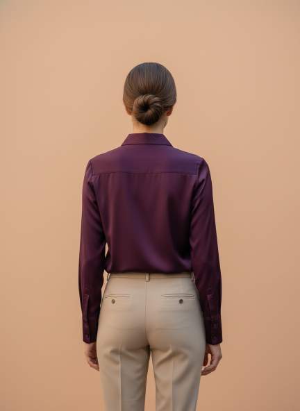 European Satin Spread Collar Shirt