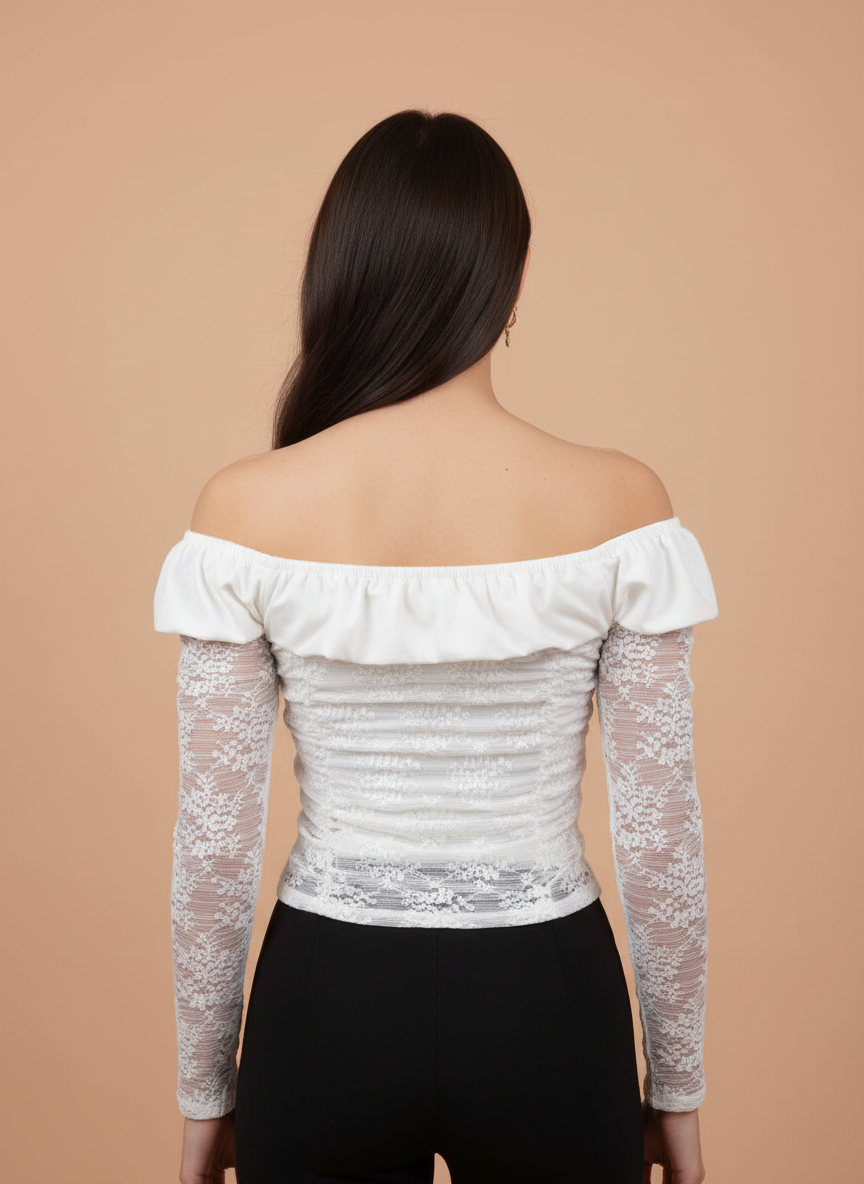 Women’s White Off Shoulder Lace Top