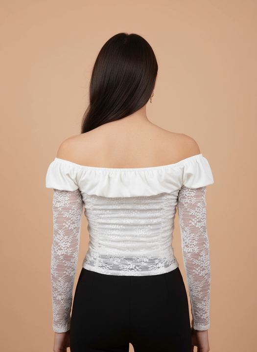 Women’s White Off Shoulder Lace Top