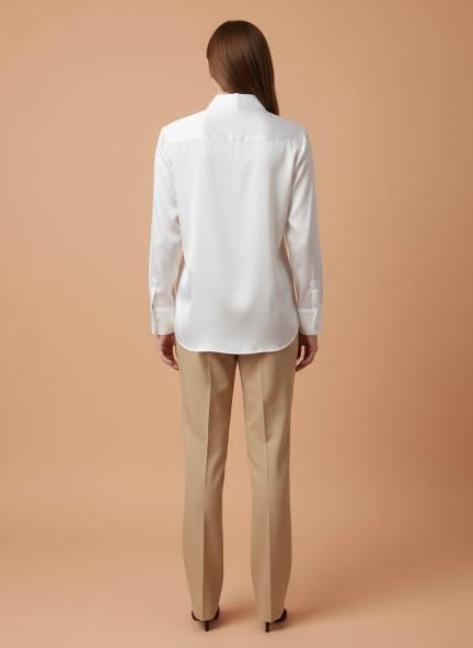 White Regular Fit Summer Satin Shirt
