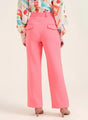 Banana Crepe Hot Pink Straight Fit With Flap Pocket Trouser