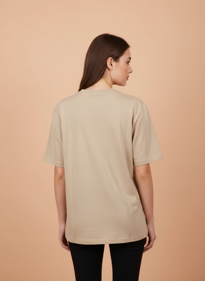 Beige Tropical Minnie Mouse Oversized T-Shirt