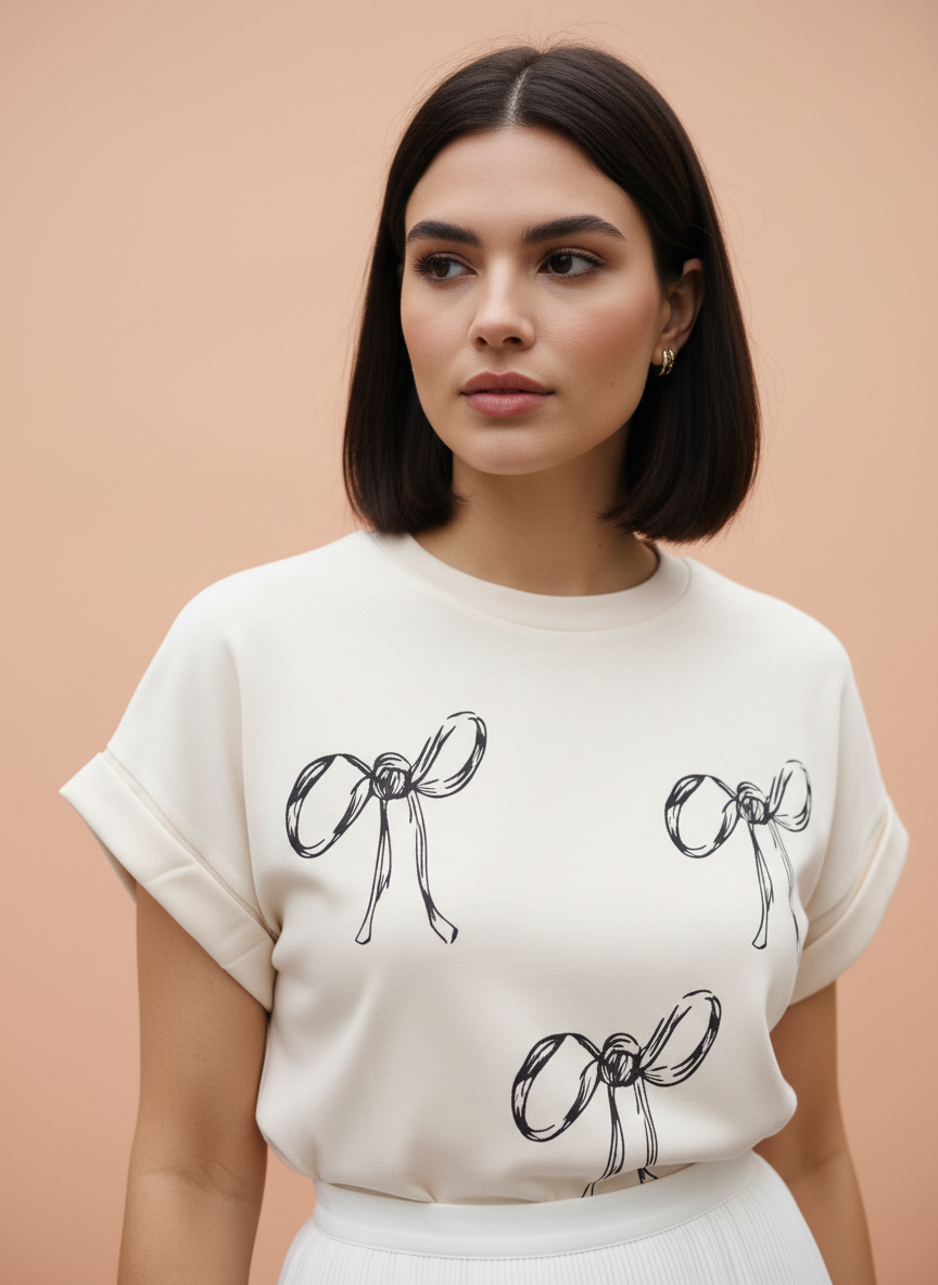 Parisian Bow Style T-Shirt