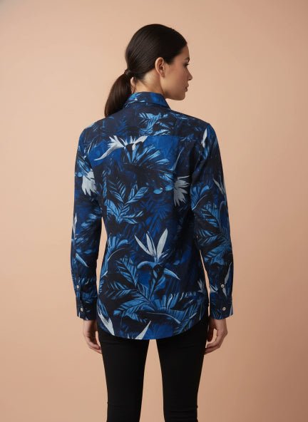 Premium Rayon Shirt With Tropical Blue Print