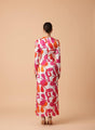 Satin Digital Print  Maxi Dress With Slash Pocket