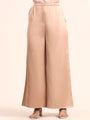 Luxury Satin Wide Leg Pants European Fabric  Peachy Pink Glam Look