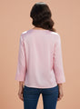 European Satin V Neck Long Sleeve Top