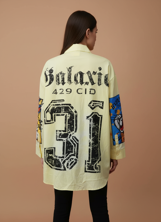 Women’s Premium Printed Oversize Satin-Shirt