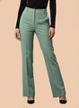 Banana Crepe Sage Green Straight Fit With Flap Pocket Trouser