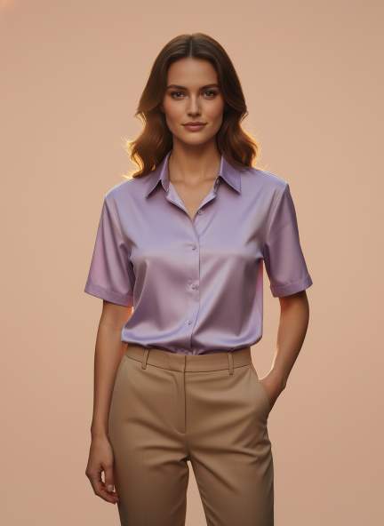 Short Sleeve European Satin Shirt
