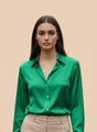 Shamrock Green Regular Fit Summer Satin Shirt