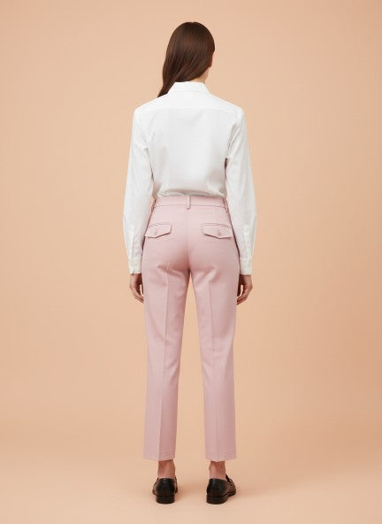 Banana Crepe Rose Pink Straight Fit With Flap Pocket Trouser