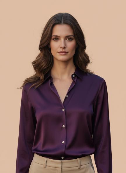 Deep Plum Regular Fit Summer Satin Shirt
