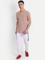 Premium Orange Cotton Striped Half Sleeve Polo