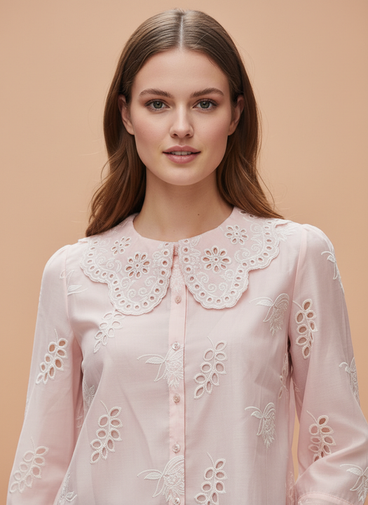 Luxury Embroidered Women’s Peter Pan Collar Top