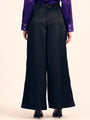 Luxury Satin Wide Leg Pants European Fabric  Black Glam Look