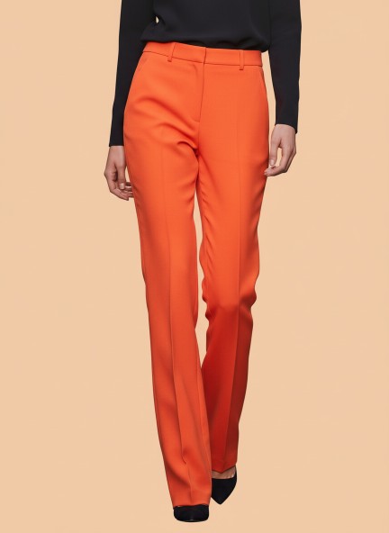 Banana Crepe Flame Straight Fit Flap Pocket Trouser