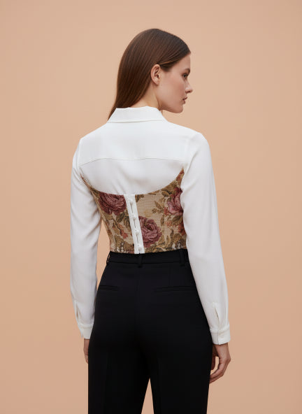 Elegant Floral tops Style Crop Top with Full Sleeves