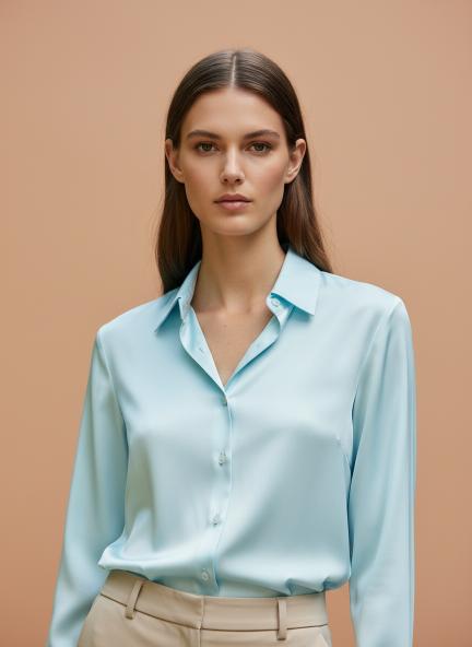 Sky Blue Regular Fit Summer Satin Shirt
