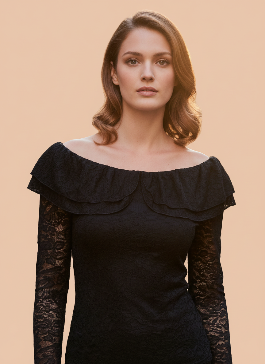 Women’s Black Off Shoulder Lace Top