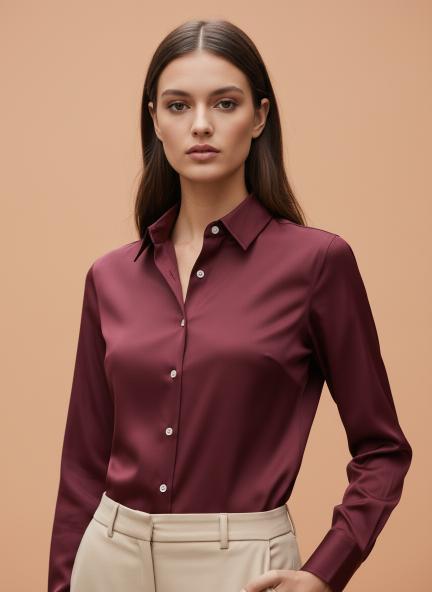 Maroon Regular Fit Summer Satin Shirt