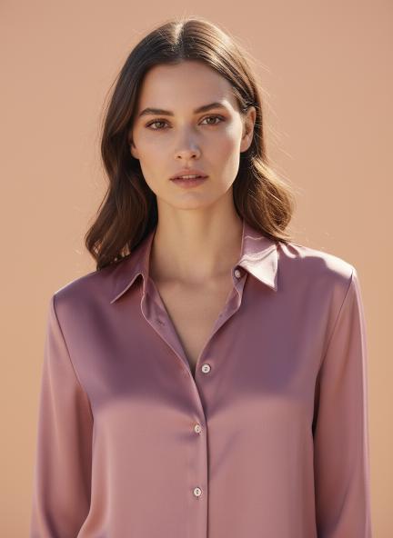 Rose Pink Regular Fit Summer Satin Shirt