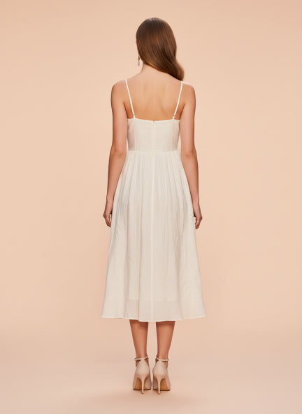 Elegant Floral Embroidered Midi Dress for Women