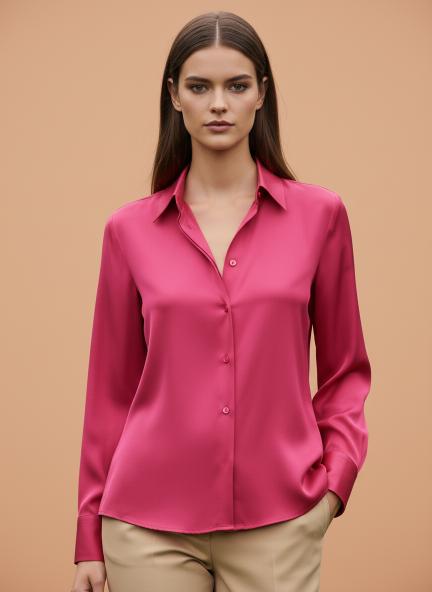 Magenta Regular Fit Summer Satin Shirt