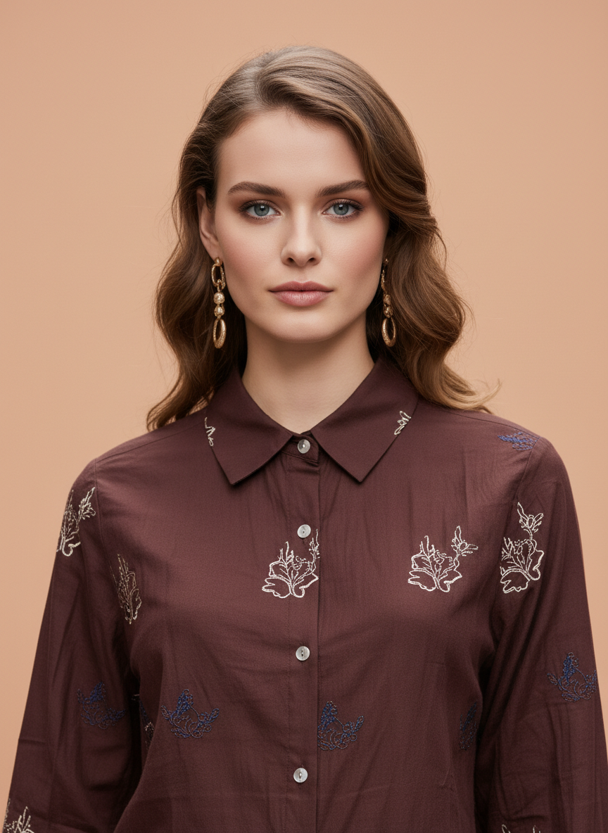 Luxury Embroidered Women’s Long Shirt