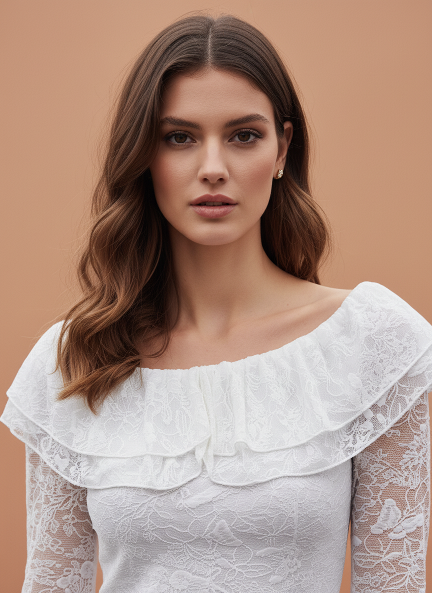 White Off-Shoulder Lace Top for Women