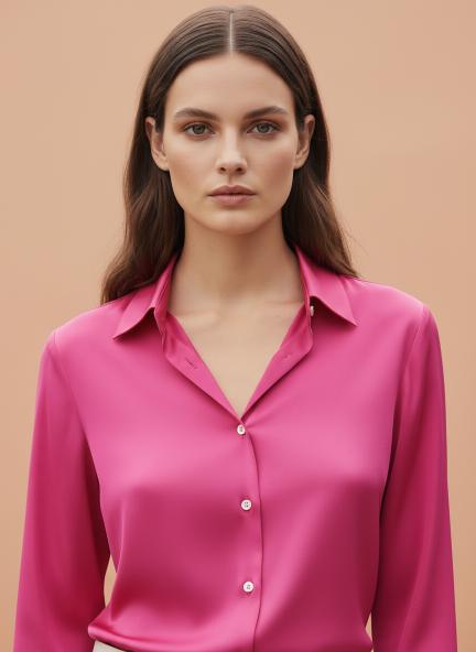 Ruby Pink Regular Fit Summer Satin Shirt