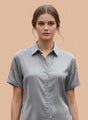 Short Sleeve European Satin Shirt