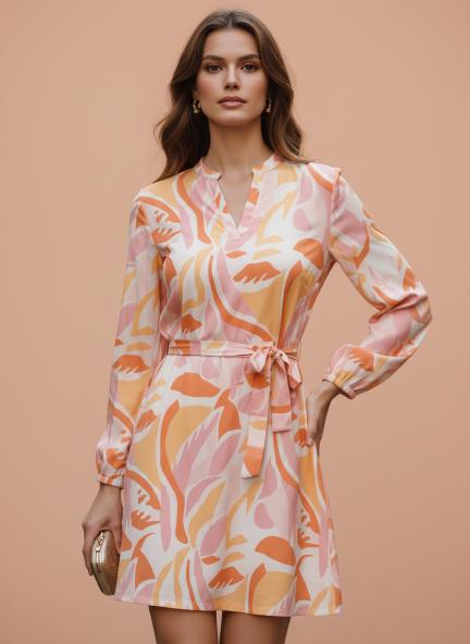 Premium American Crepe Digital Print  Midi Dress With Slash Pocket